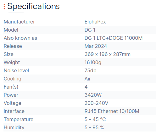 ElphaPex DG 1 specification