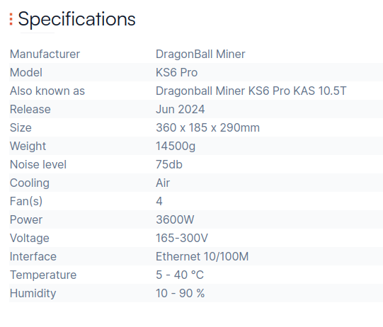 KS6 Pro specification