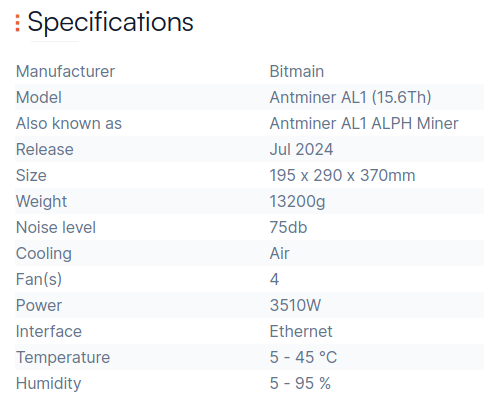 antminer al1 specification