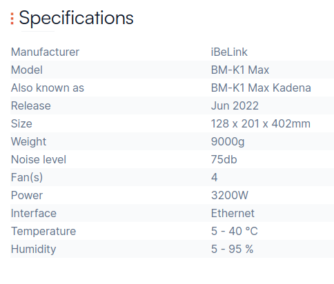 iBeLink BM-K1 Max specification