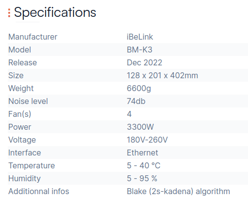 iBeLink BM-K3 specification