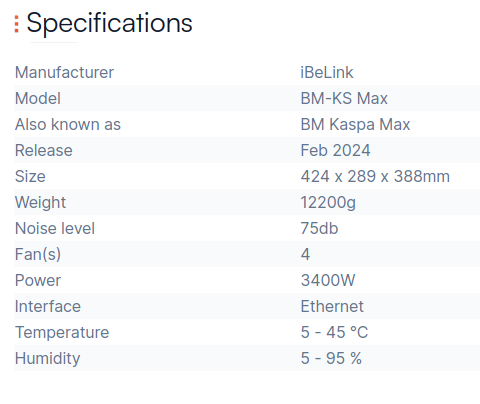 iBeLink BM-KS Max specification