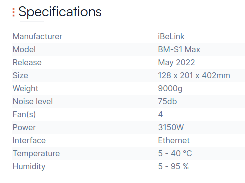 iBeLink BM-S1 Max specification