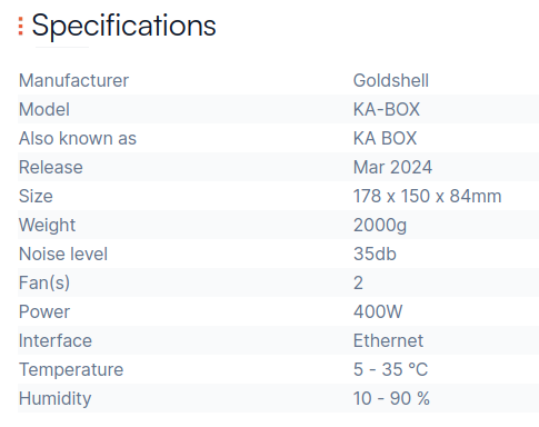 ka box specification