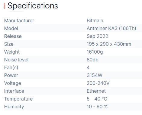 ka3 specification