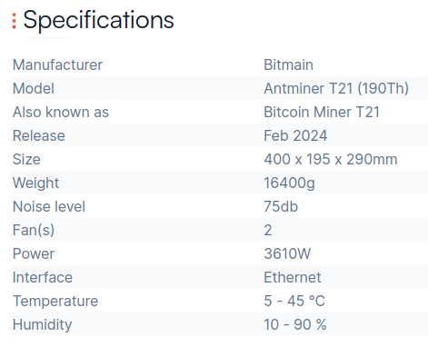 antminer t21 specification